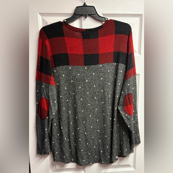 Maurices Buffalo Plaid/Polka Dot Color Block Long Sleeve Top Size 3X - Picture 5 of 5